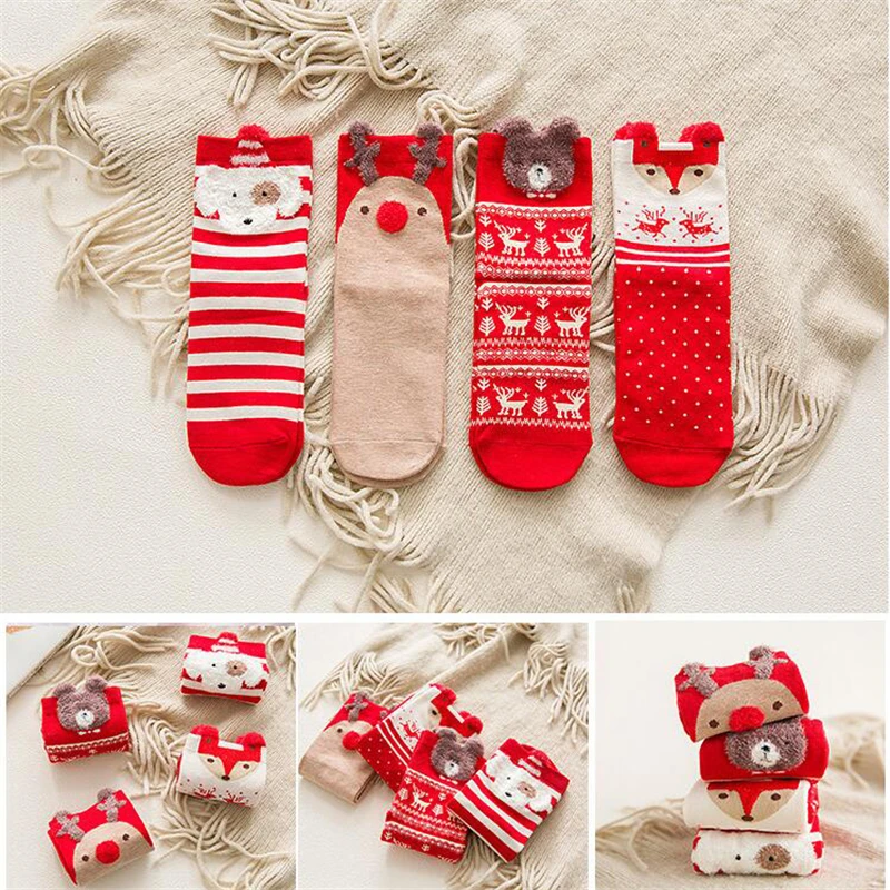 Хлопковые красные носки с рождественским декором для дома рождественские