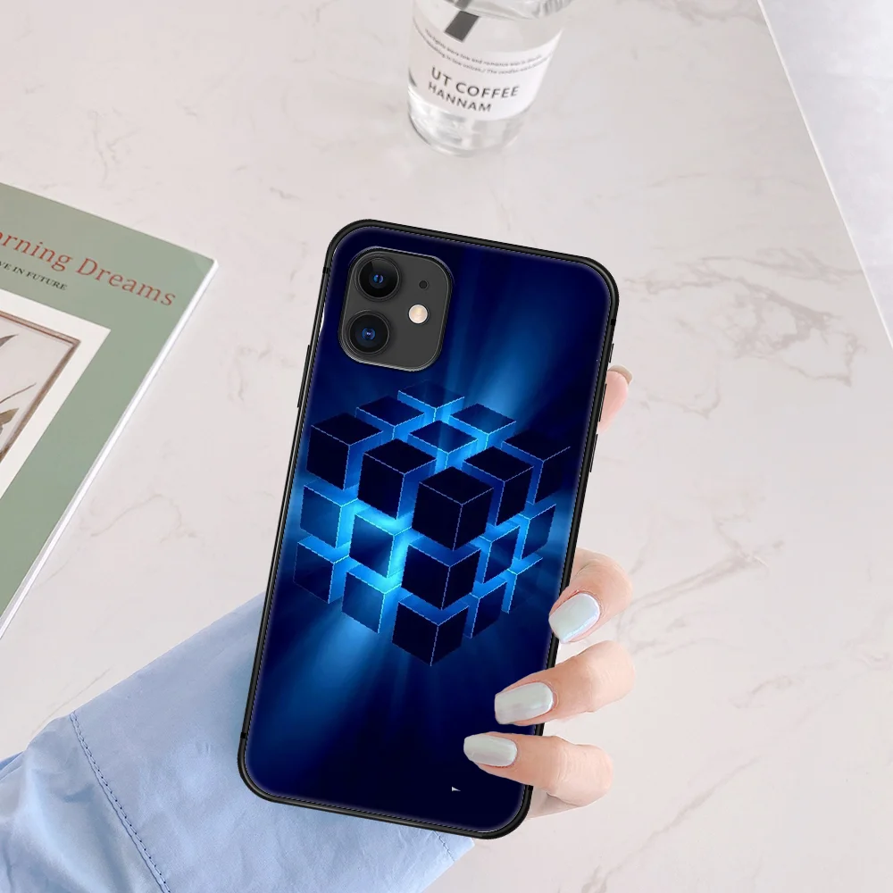 

Cute Cube Custom Rubiks Phone Case For Iphone 5 5S SE 2020 6 6S 7 8 Plus 11 12 Mini X XS XR Pro Max black Bumper Fashion Funda