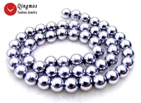 qingmos 8mm white super luster round natural hematite beads for jewelry making diy necklace bracelet earring strand 15 los535