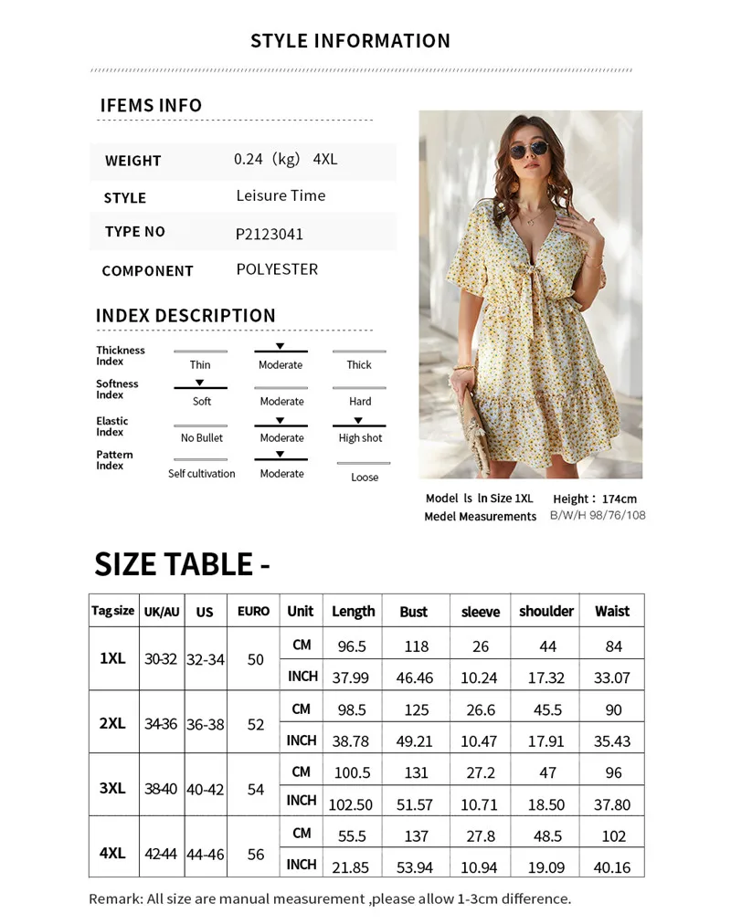 2021 de moda de verano de gran tamaño vestido Floral de las mujeres lazo sexi con cuello en V de playa vestido Casual vestido de chicas XL-4XL