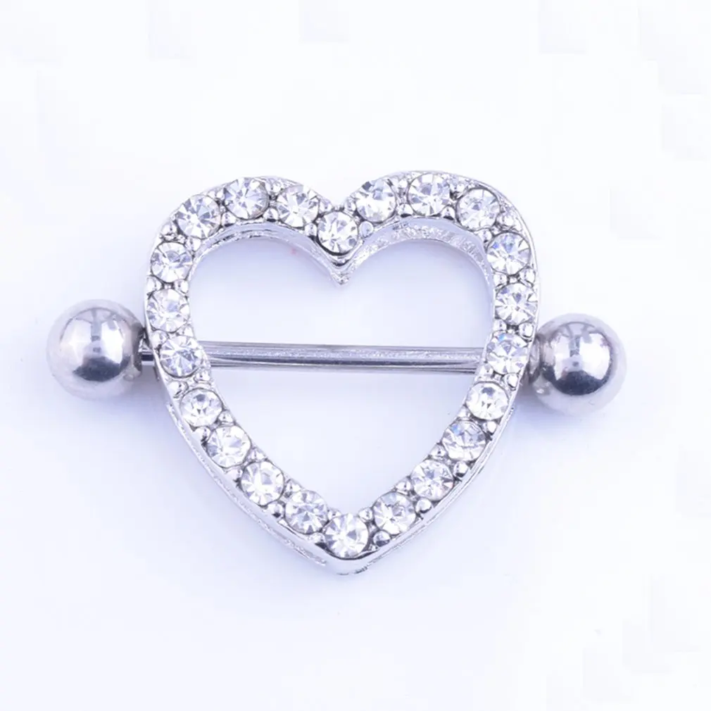Гипоаллергенная Нержавеющая Сталь Ниппель кольцо Стразы в форме сердца ниппель