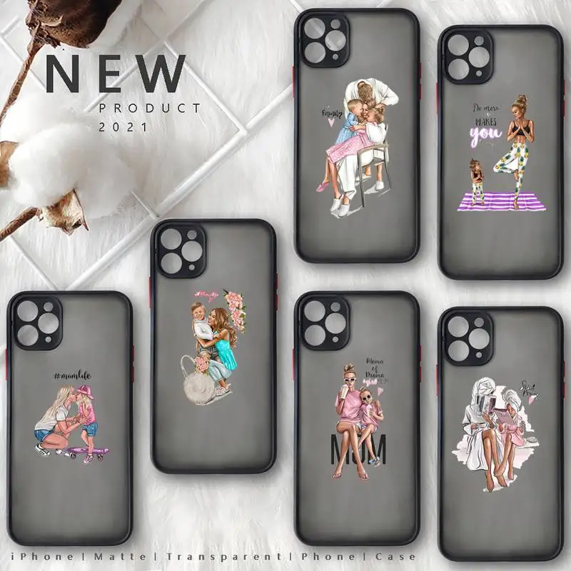 

Mom and baby-1 Phone Case black matte transparent For iPhone 7 8 x xs xr 11 12 13 pro plus mini max Clear Funda