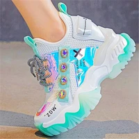 womens breathable cow lather platform wedge ankle boots rhionestone fashion sneakers casual party oxfords shoes