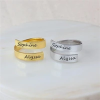 personalized two layer name ring stainless steel fashion ladies jewelry adjustable ring exquisite gifts anillos mujer