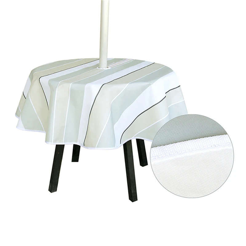 Outdoor Round Table Cloth with Umbrella Hole Zipper Water Repellent Striped Terrace Garden Decor Storage Bag | Дом и сад