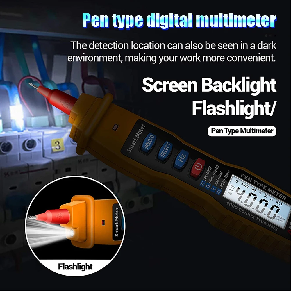 

Digital Multimeter Pen A3003 Type Meter 4000 Counts With Non Contact AC/DC Voltage Resistance Capacitance Hz Tester Tool