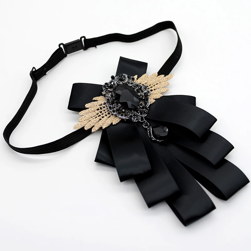 Винтажный черный галстук-бабочка для мужчин со стразами Официальный аксессуар