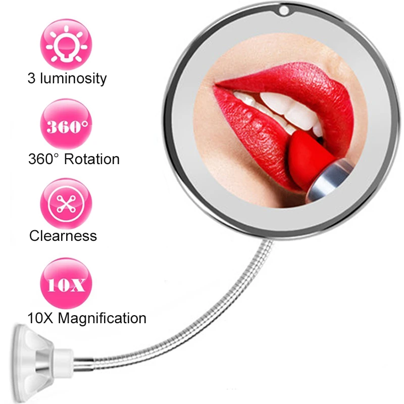 Зеркало для макияжа с 3 яркости светодиодный свет макияж зеркало 10X