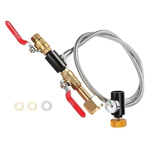 Hot CGA320 G1/2 CO2 Cylinder Replenishment Adapter with Hose and Gauge, Carbon Dioxide Replenishment Station Connector Kit