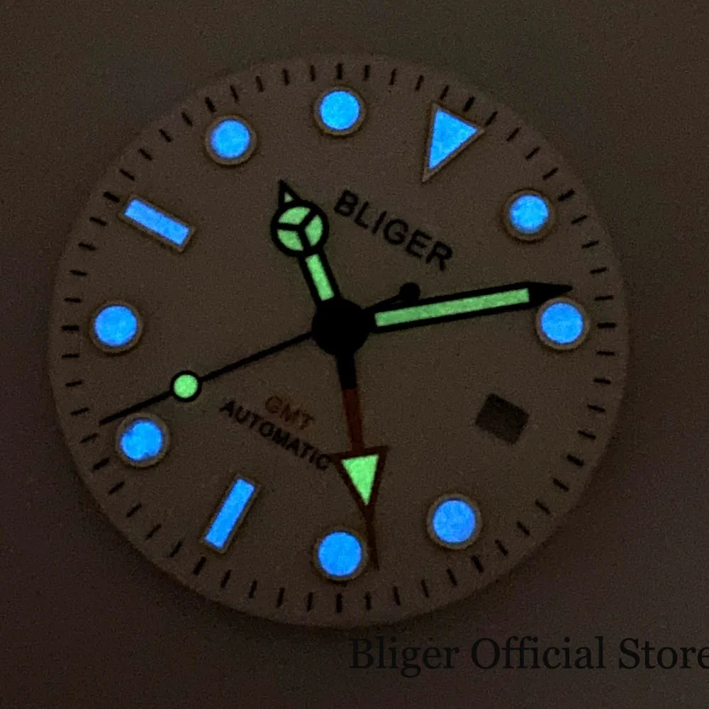 Автоматические Мужские стальные светящиеся часы BLIGER 31 3 мм циферблат для GMT MINGZHU