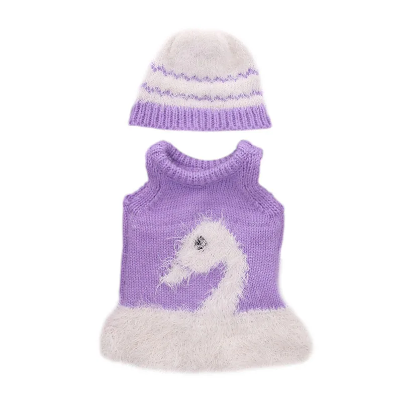 LUCKDOLL вязаный свитер кукла платье+ шляпа подходит 18 дюймов Американский 43 см Одежда для кукол аксессуары, игрушки для девочек, поколение, подарок на день рождения - Цвет: n1056