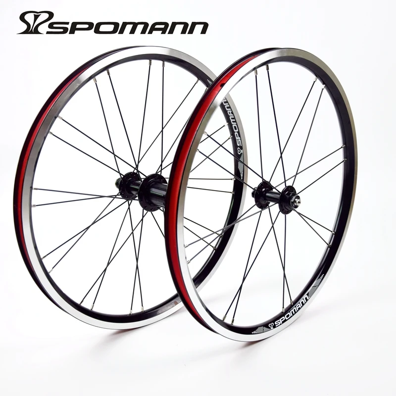 Newest SPOMANN 20 inch 406mm Folding small wheels bike alloy V brake BMX bicycle clincher rims wheelset MTB 20er Free shipping