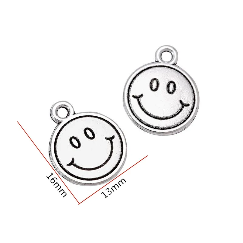 25pcs 16*13mm gold color Smiling face Alloy charms pendant fit necklace bracelet diy Pendants for jewelry making 4020A | Украшения и