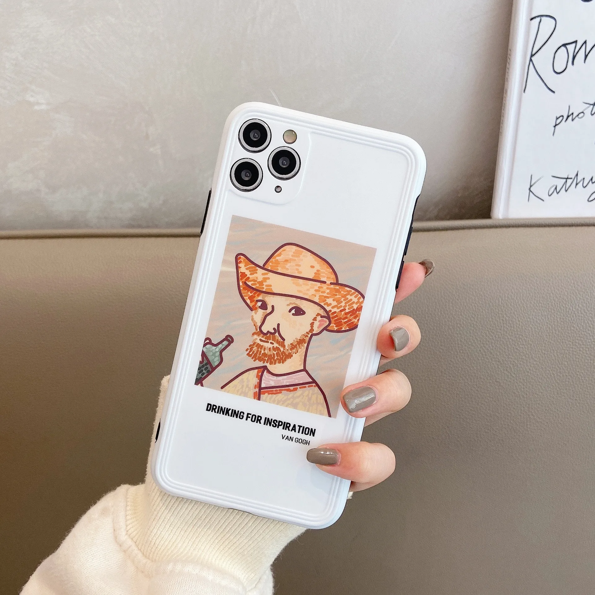 Милый мультяшный Прозрачный чехол для телефона Ван Гога пара силиконовый coque iPhone