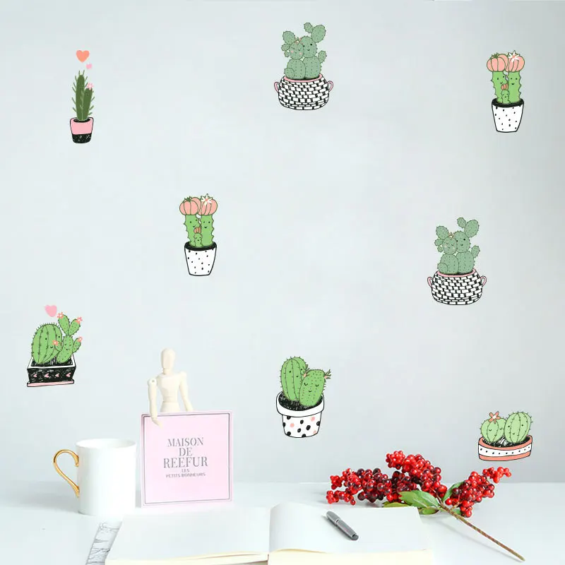 

Кактус Спальня Гостиная Стекло окна шкаф спальня обои для класса украшения Съемный наклейки на стену