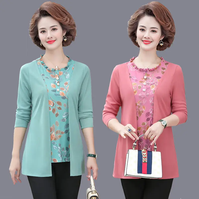 Новинка 2020 осенняя футболка женская из двух частей с оборками на воротнике и