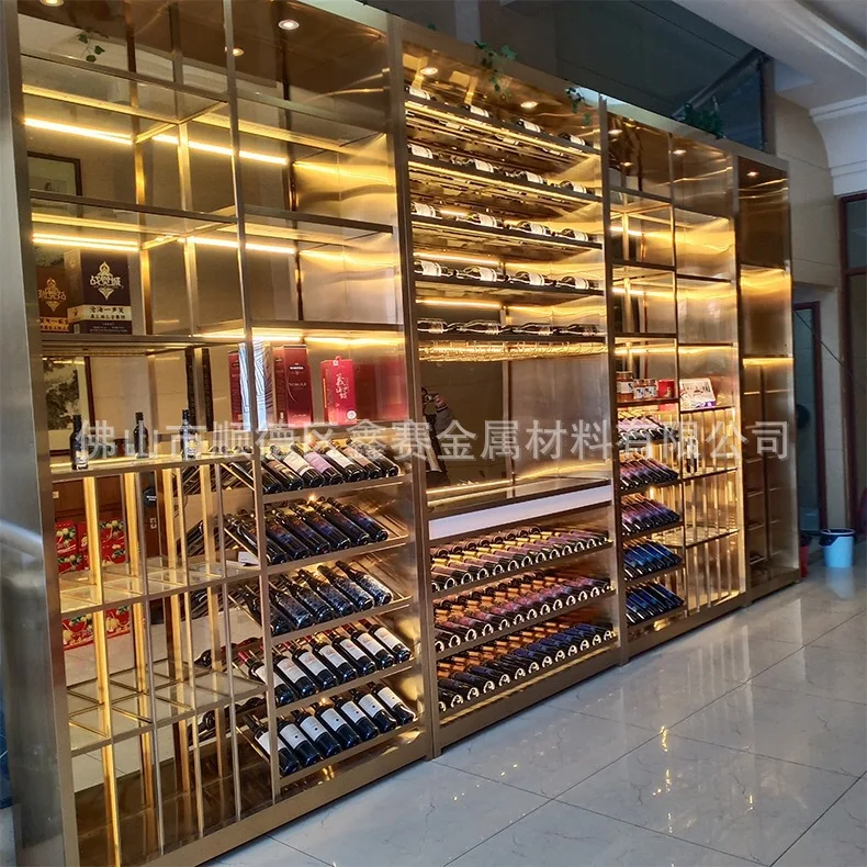 

Stainless steel constant temperature wine cabinet bar living room hotel restaurant winery glass display cabinet color size