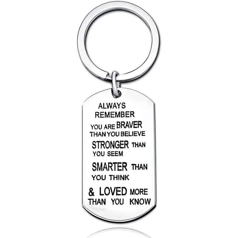 

Stainless Steel Key Chain Ring You are Braver Stronger Smarter Than You Think Pendant Family Friend Gifts