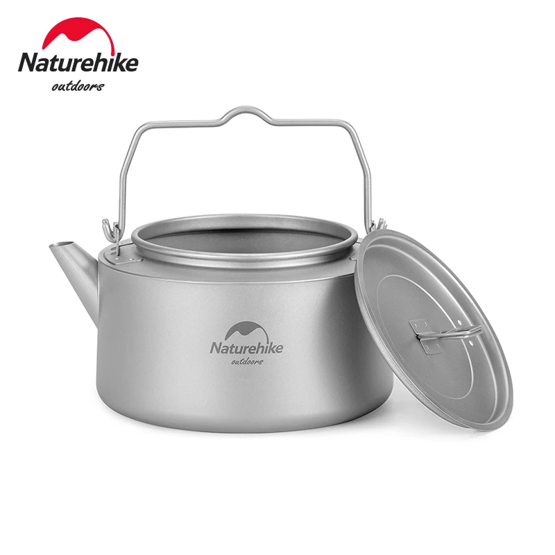 

Naturehike 1L Titanium Kettle Lightweight Outdoor Camping Picnic Tea Pot Cookware Portable Tableware Boiling Kettle 185g