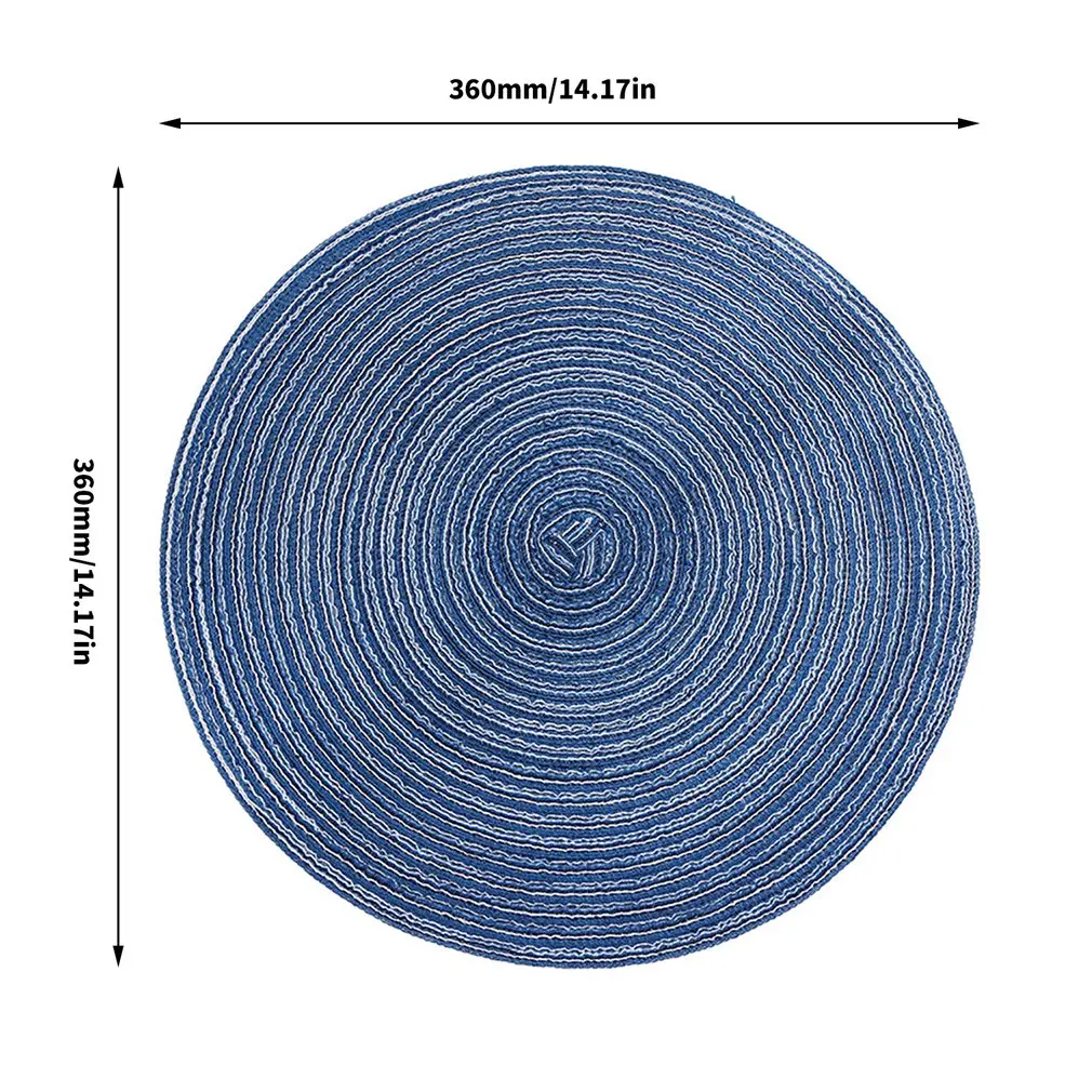 

Woven Round Placemats Heat Insulation Non Slip Braided Cotton Dinner Table Mats Large Washable Kitchen Dining Table