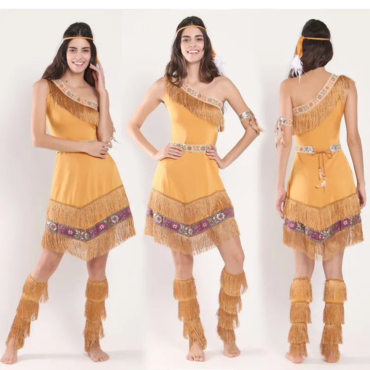 

New Savages Medium - Long Tassels Dress Adult Halloween Costume Tribal Princess Performance Cosplay