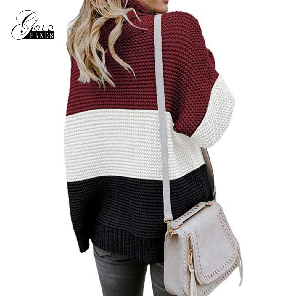 Gold Hands loose brand sweater female Knitted fashion casual pullover street style long sleeve turtleneck Autumn winter | Женская одежда