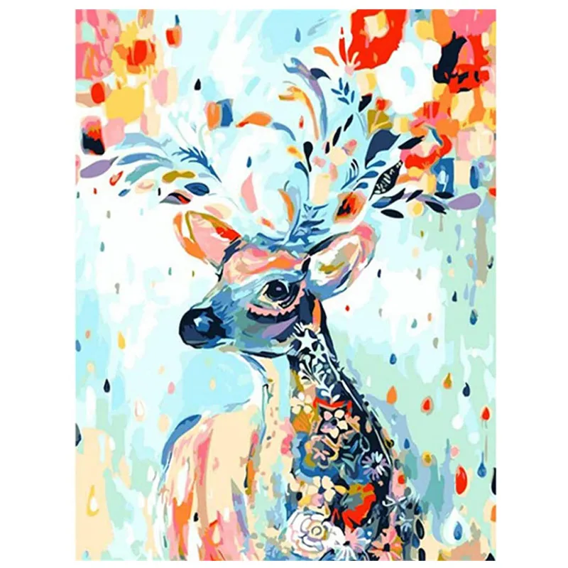 

40x50CM 7 Colorful Deer Digital Oil Painting DIY Painting By Number Handpainted Wall Art Home Decor Modern Poster on Canvas Set