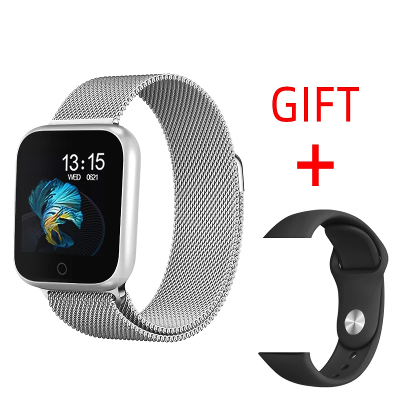 T80silver add gift P70 P68 Смарт часы кровяное давление монитор сердечного ритма IP68 фитнес-браслет часы для женщин мужчин Smartwatch для IOS Android - Цвет: T80silver add gift