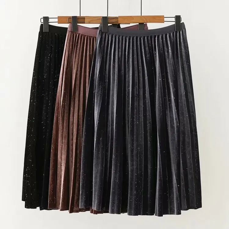 Повседневные женские модные плиссированные юбки размера плюс осень 2019 T56
