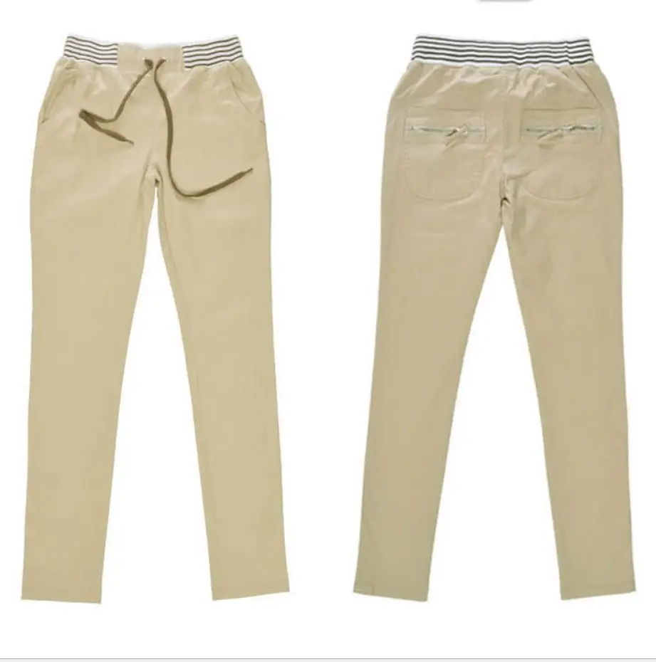 

Solid Elastic Waist Cotton White Khika Blue Black Women Pants Casual Summer Harem Pants Women Brand Design Full length Trousers