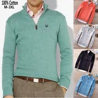 Новинка, вязаные мужские свитера из 100% хлопка с вышивкой и длинным рукавом, Повседневные вязаные плотные пальто, модная мужская одежда, топы