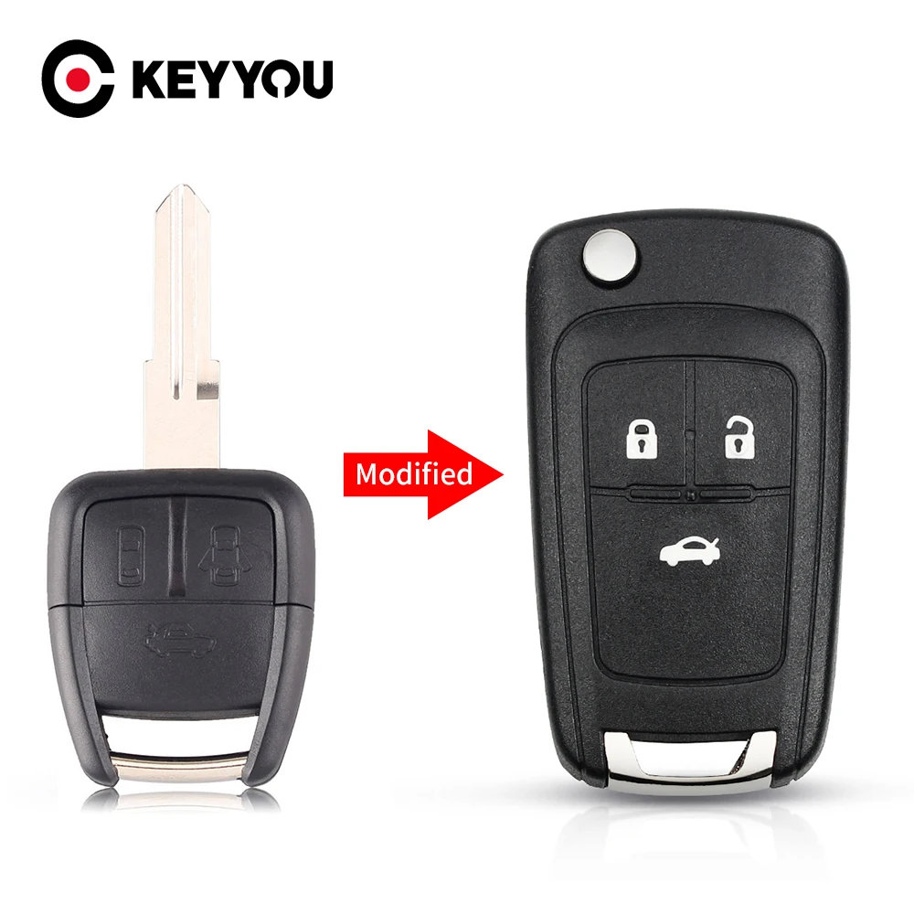 KEYYOU 3 кнопки чехол для дистанционного ключа от машины оболочки Fob Для CHEVROLET Flip