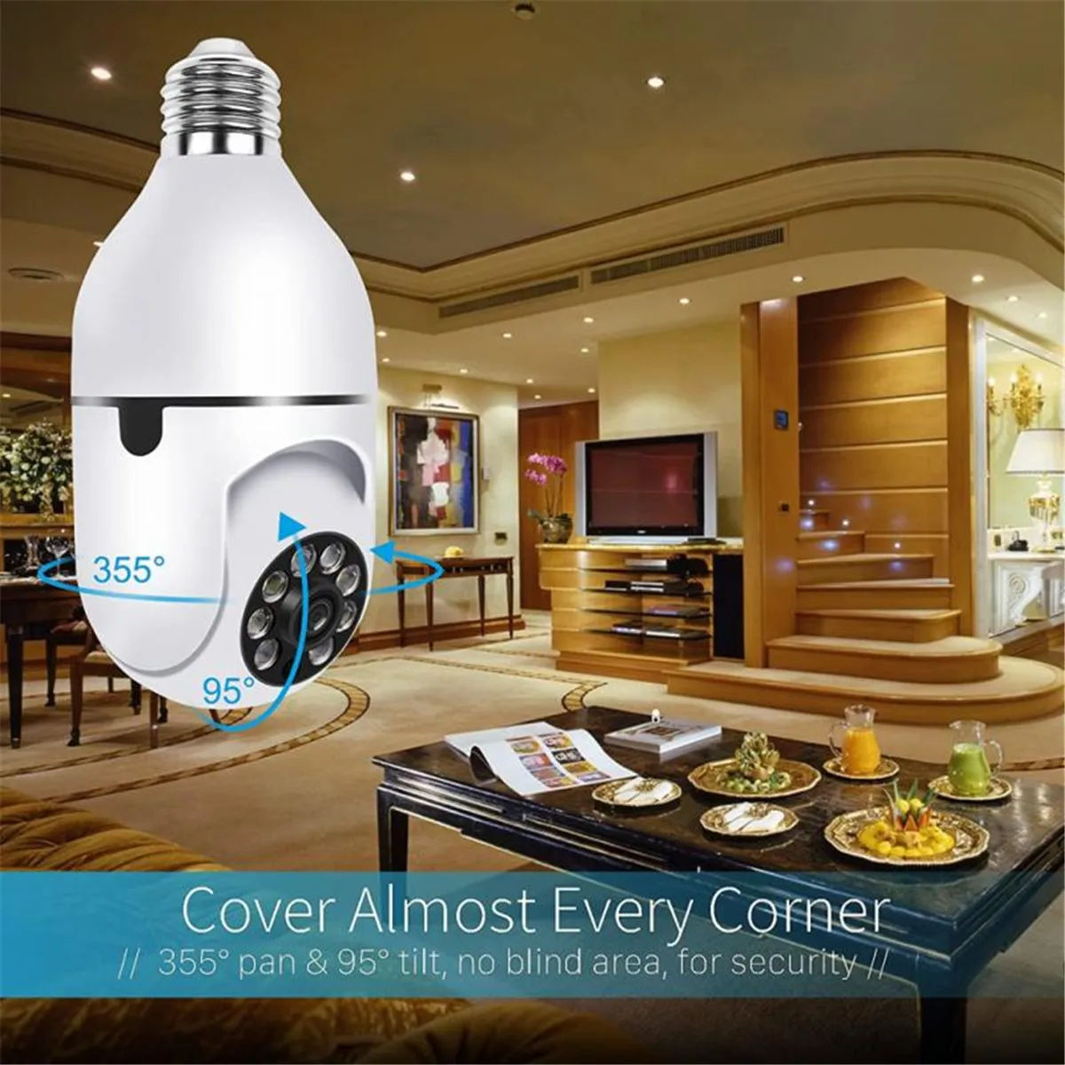 3MP 1296P Tuya APP Wireless WIFI IP Camera Smart Lamp Head E27 360 Degree PTZ Dome AI Humanoid Motion Detection | Безопасность и