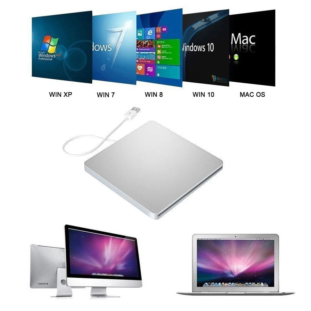 Внешний привод DVD RW USB 3 0 проигрыватель CD/ ROM слот in чтение запись супер тонкий