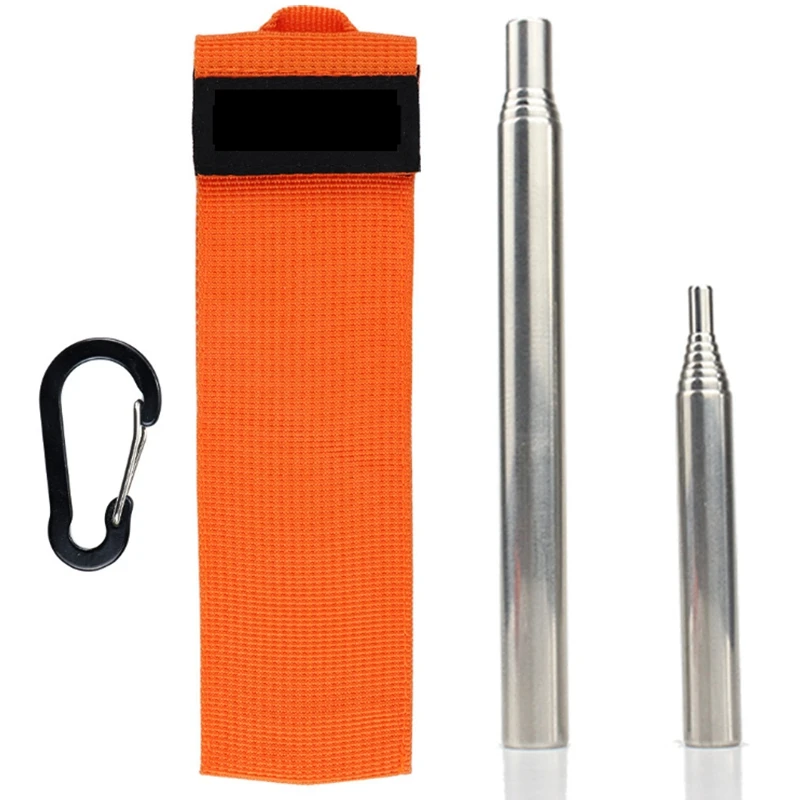 

Stainless Steel Blow Tube Blow Fire Rod Telescopic Tube Blow Fire Tube Pocket Bellows Camping Fire Tool