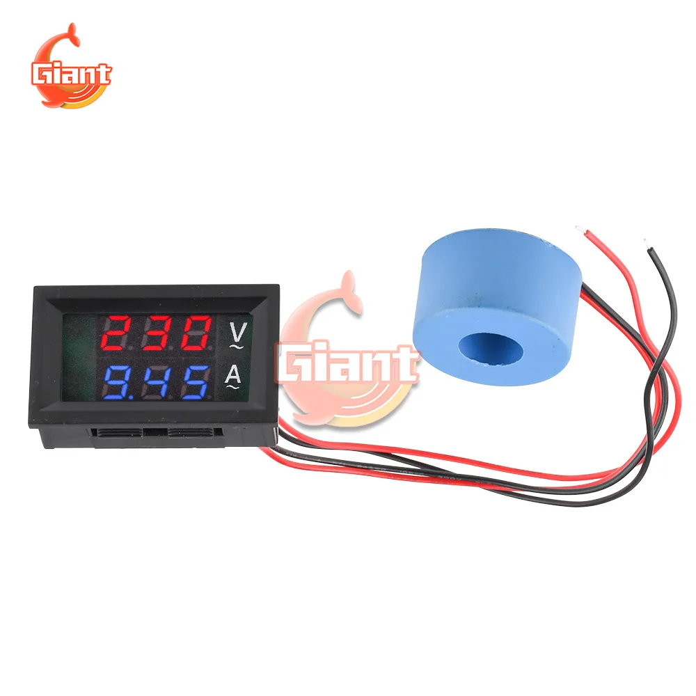 AC50-500V 10A 50A 100A светодиодный Высокоточный двойной дисплей Вольтметр Амперметр 220 В