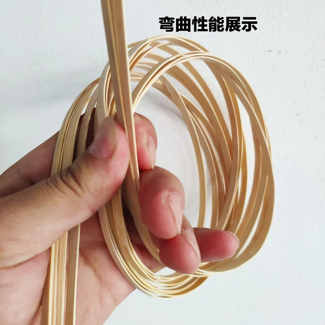 Tira de bamb&uacute; tejida para manualidades, tira de bamb&uacute; suave, fina, material de cesta de bamb&uacute; tejida para boda, 6MM, 100 Uds.-0
