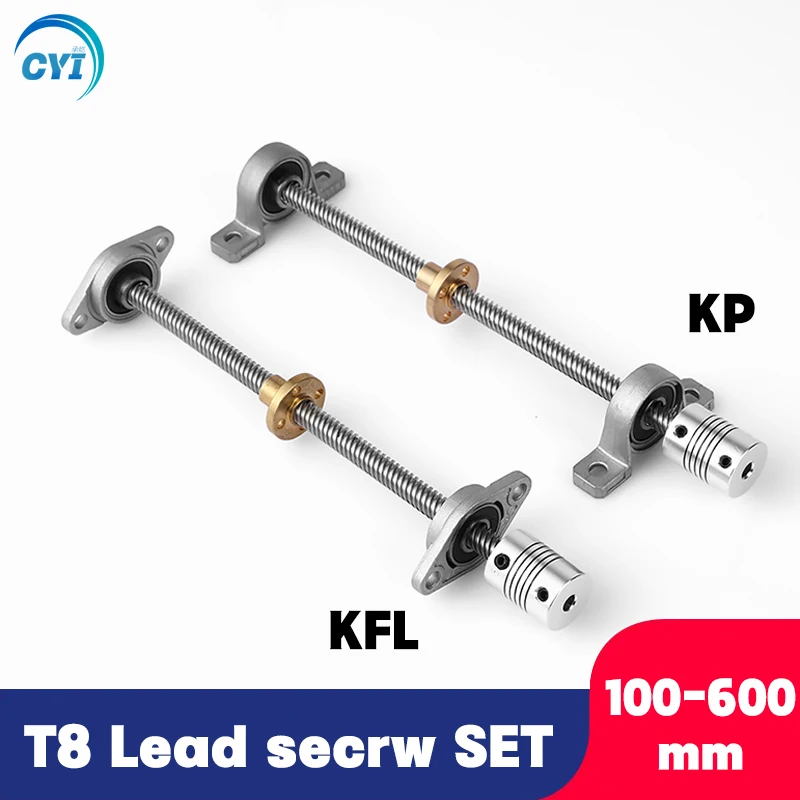 1 комплект 100/200/300/400/500 мм 3D принтер и CNC T8 свинцовый винт 8 + латунная Медная гайка KP08