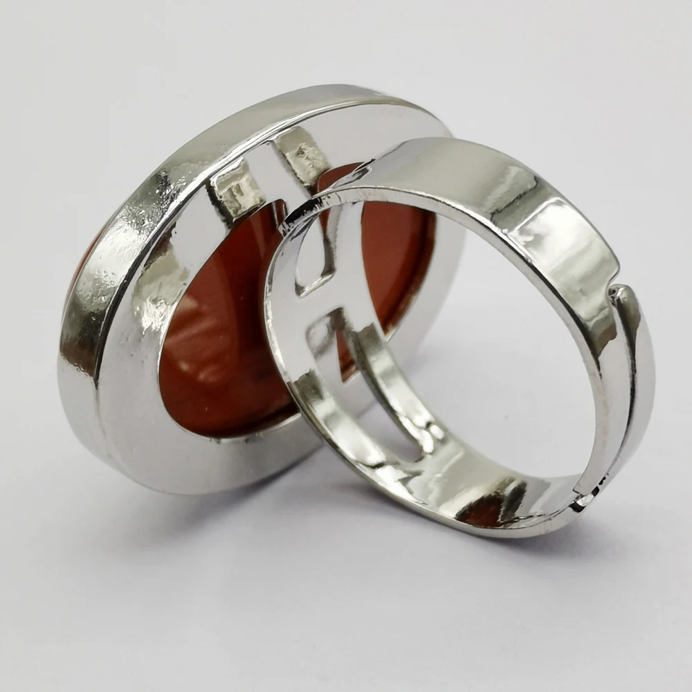 Красный Радужный камень из яшмы овальная бусина драгоценный кольцо на палец