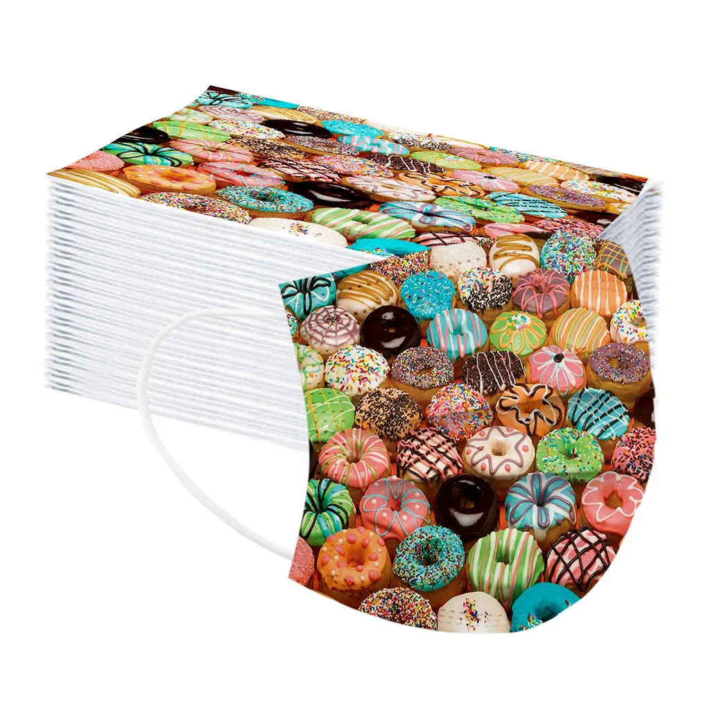 10 шт. детских мультфильмов маска пончики печать одноразовая для лица 3Ply петли уха