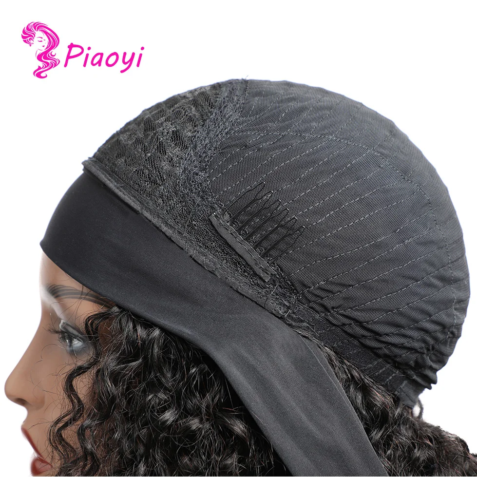 

Brazilian Curly Hair Headband Scarf Wig Glueless 150% Remy Human Hair Wigs for Black Women Full Machine Made Wig