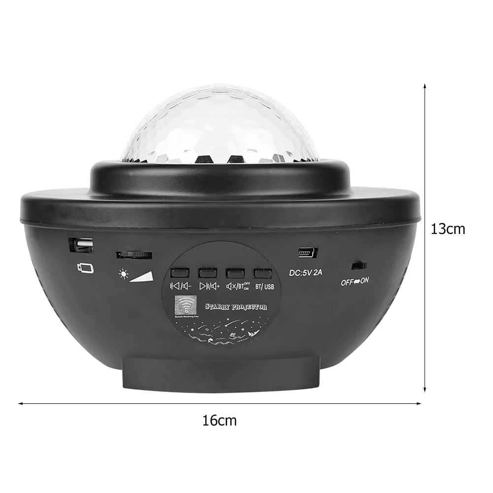 

LED Red Star Night Light Music Starry Water Wave Projector Light Bluetooth USB Projector Sound-Activated Projector Party Decor