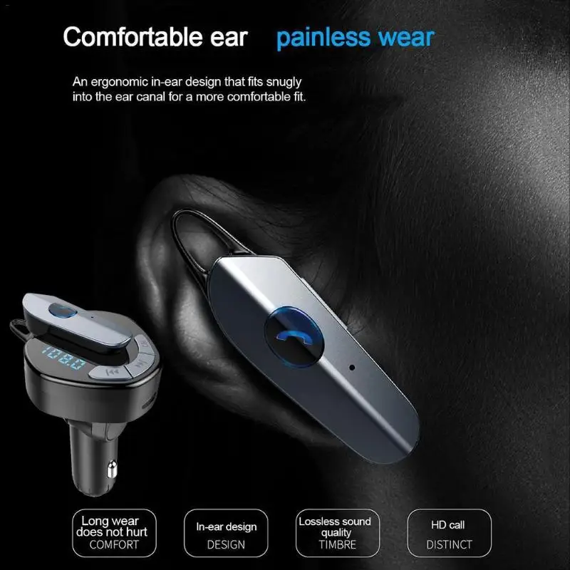 VODOOL Handsfree Bluetooth 5,0 fm-передатчик с наушниками Dual USB Автомобильное зарядное устройство для телефона Bluetooth автомобильный комплект стерео аудио mp3-плеер