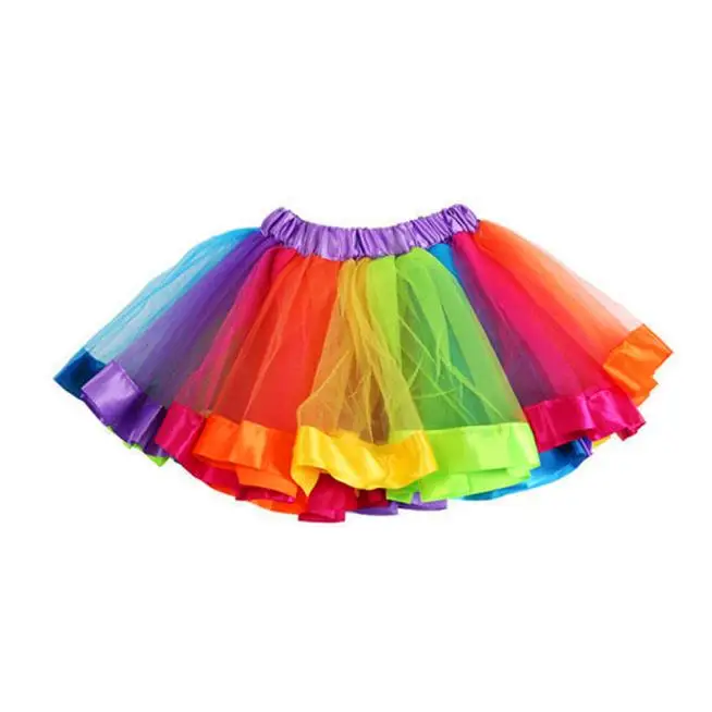 

Girls Kids Rainbow Pettiskirt Petticoat Bowknot Skirt Tutu Skirt Children Chiffon Dancewear Tulle Toddler Petti Dance Tutu skirt