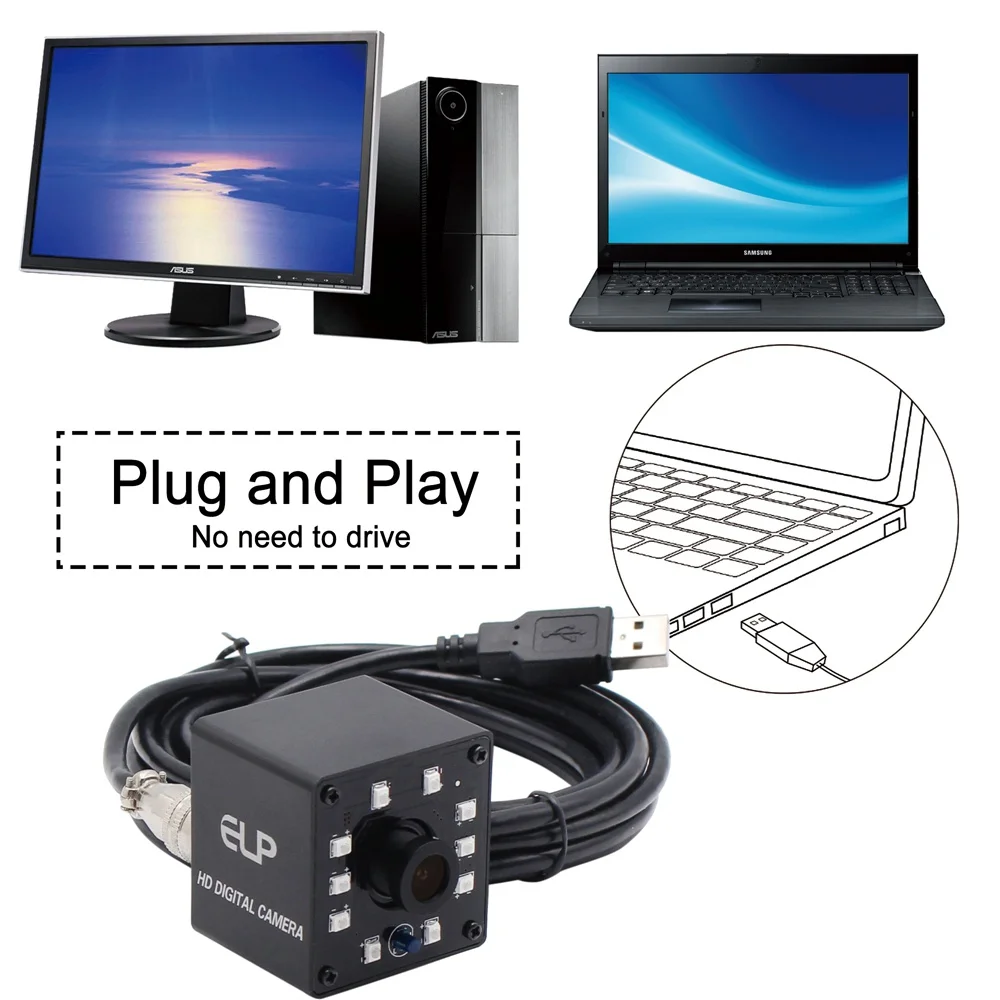 USB камера ночного видения ELP VGA с 10 ИК светодиодный 0.3MP 640X240 HD веб поддержкой IR