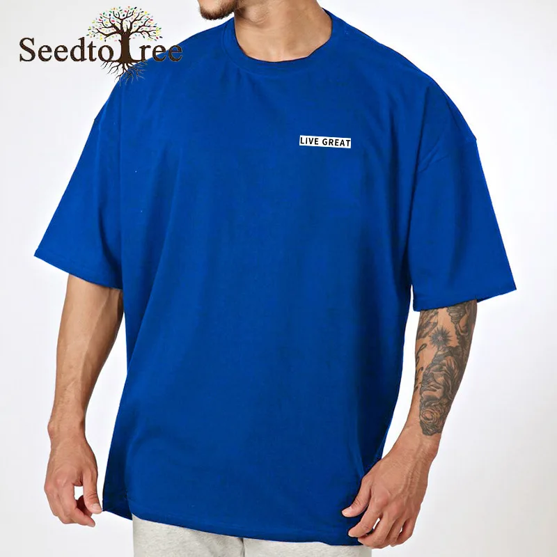 

Summer Men's Short Sleeved T-shirt Large Size Loose Round Neck Solid Color Short-sleeved Sports T-shirt