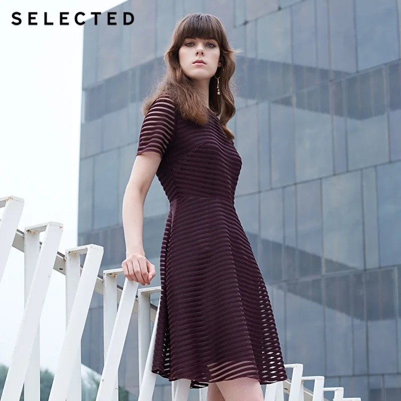 Отборный стрейч сплайсированные шифон вырезы платье зонтик S | 418361501|Женские