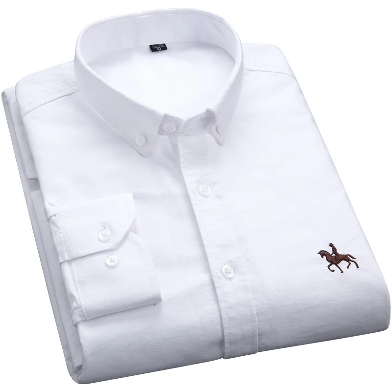 S-6XL Plus size New  OXFORD FABRIC 100% COTTON excellent comfortable slim fit button collar business men casual shirts tops