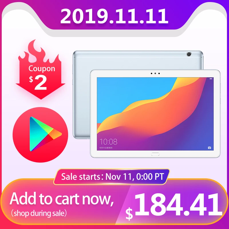 huawei MediaPad T5 10,1 дюймов планшетный ПК Kirin 659 Восьмиядерный 1080p Full HD дисплей Android 8,0 разблокировка отпечатков пальцев