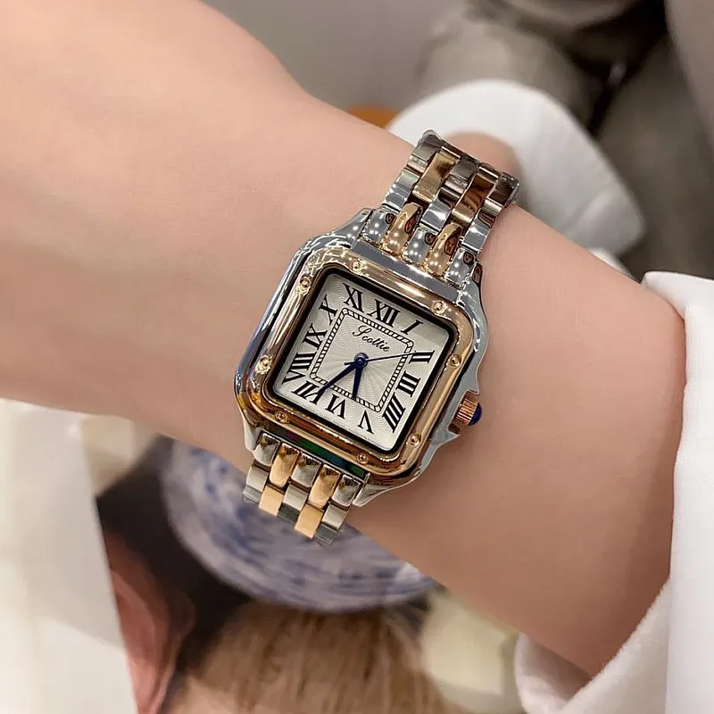 2021 New Roman Square Watches Women Stanless Steel Woman Wristwatch Ladies Rose Gold Watches For Women Clock Relogio Feminino